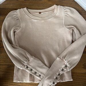 Women's Cream Waffle Knit Top
